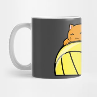 Cute Cat Hugging A Volleyball Mug